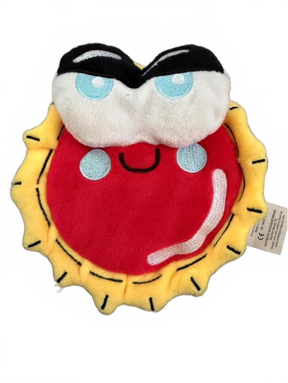 Bottle Cap Plush Dog Toy with Smiling Face and Blue Eyes XS/S